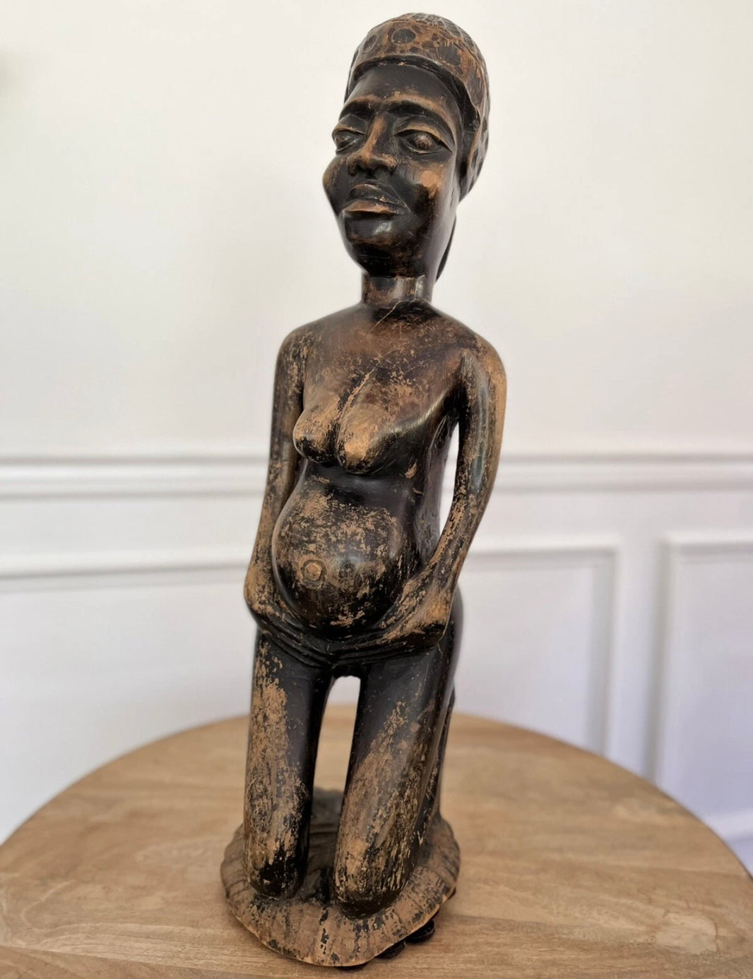 African wooden fertility goddess statue sculpture 25 inches tall