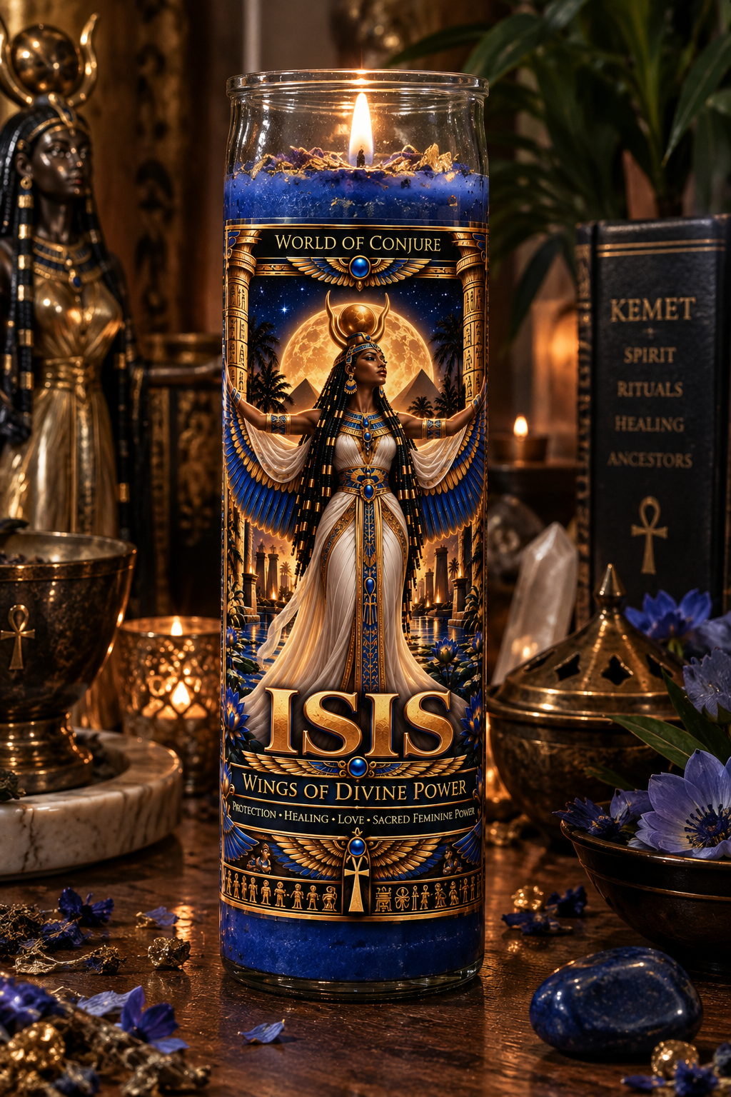ISIS | Wings of Divine Power | Protection • Healing • Love • Sacred Feminine Power | 7 Day Egyptian Deity Candle