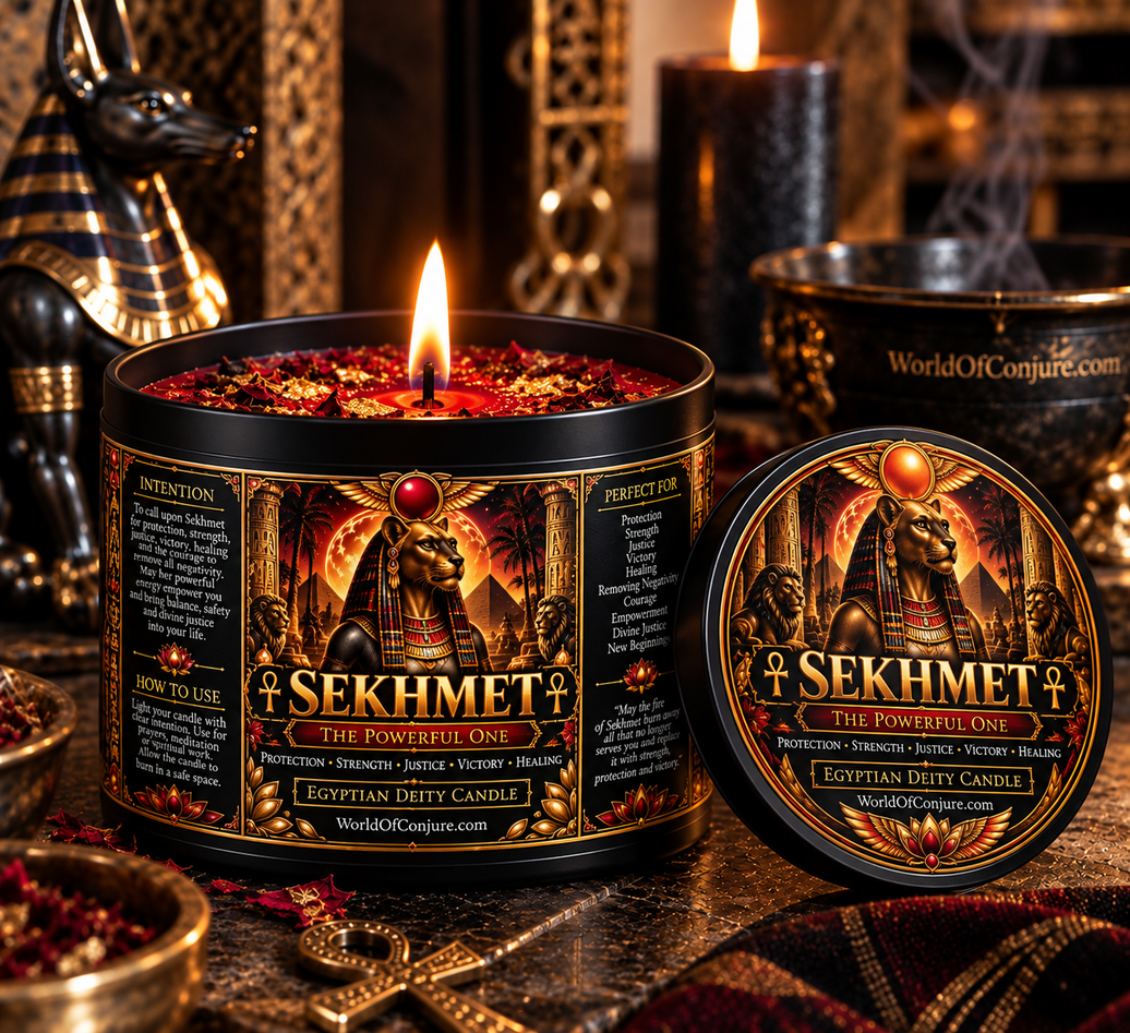 Sekhmet | The Powerful One | Protection • Strength • Justice • Victory • Healing | Egyptian Deity Candle