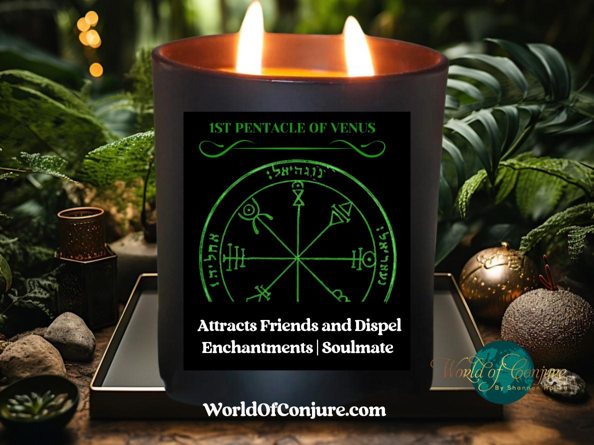 Attract Friends  | Dispel Enchantments | Soulmate | King Solomon 1st Pentacle of Venus Ritual Candle Kit | King Solomon