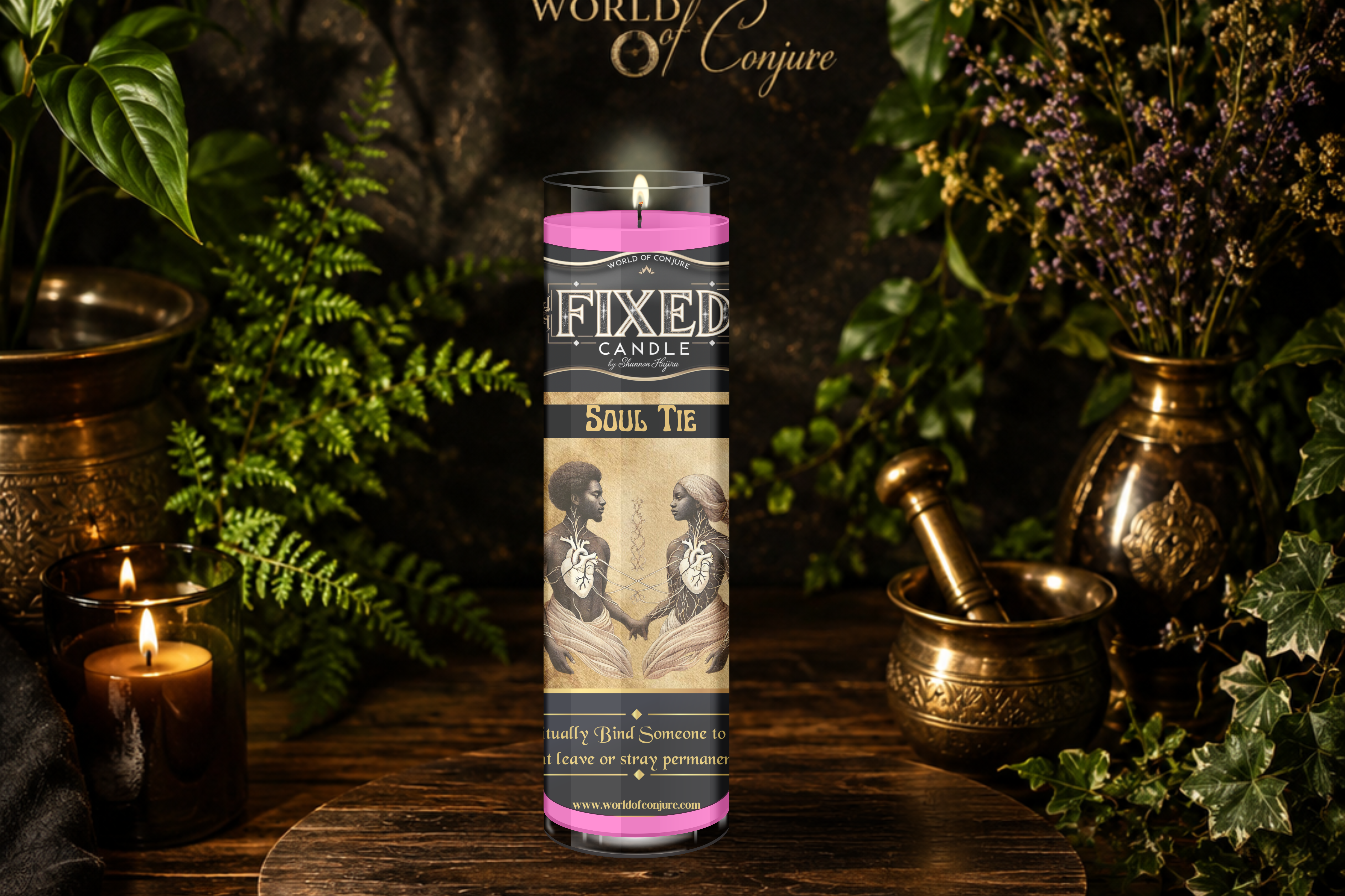 Soul Tie Candle | Permanent Binding, Obsession & Spiritual Bond | Fixed Dressed 7 Day Glass Candle