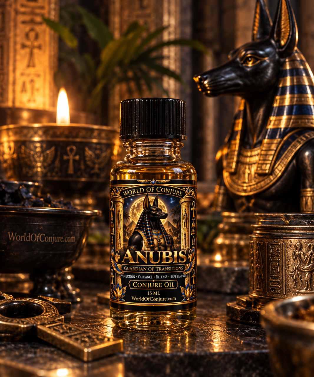 Anubis Ritual Oil | Protection • Guidance • Release • Safe Passage | Egyptian Deity Oil