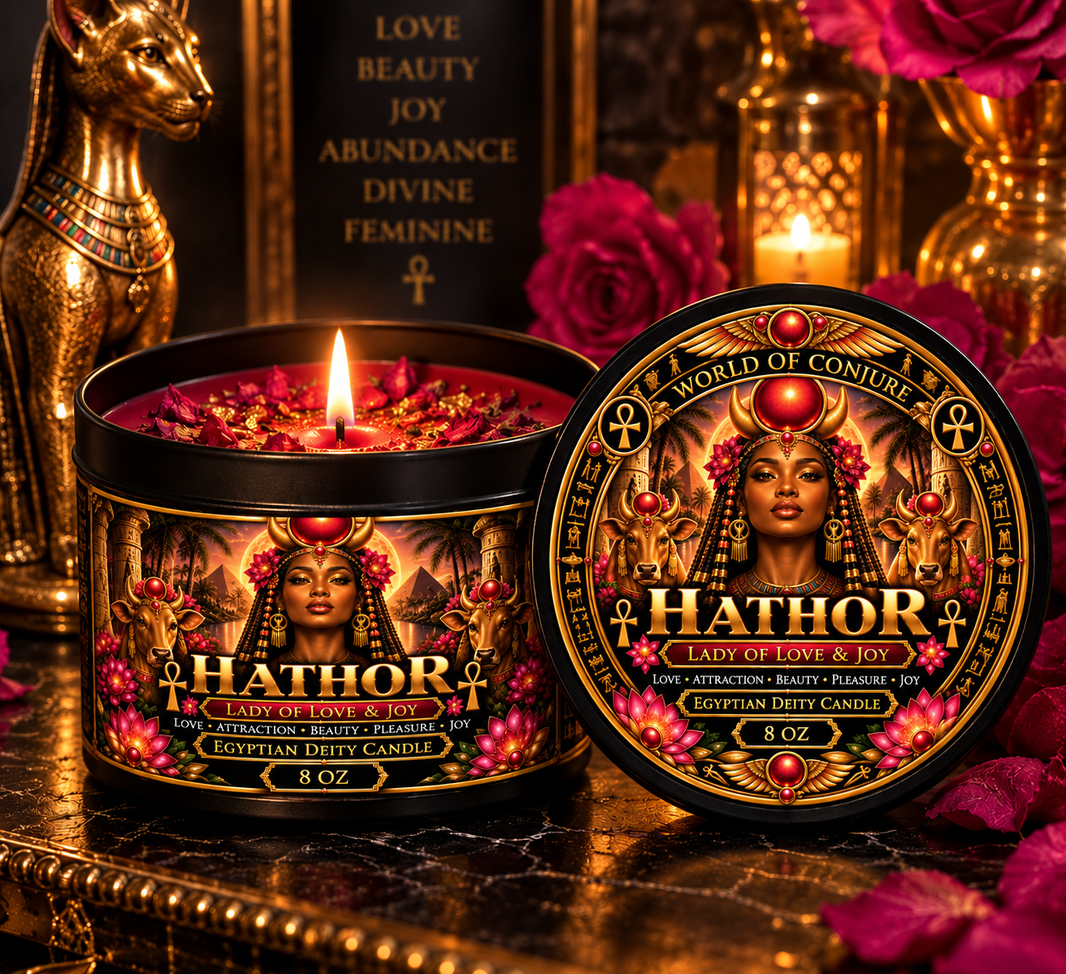 Hathor | Lady of Love & Joy | Love • Attraction • Beauty • Pleasure • Joy | Egyptian Deity Candle |