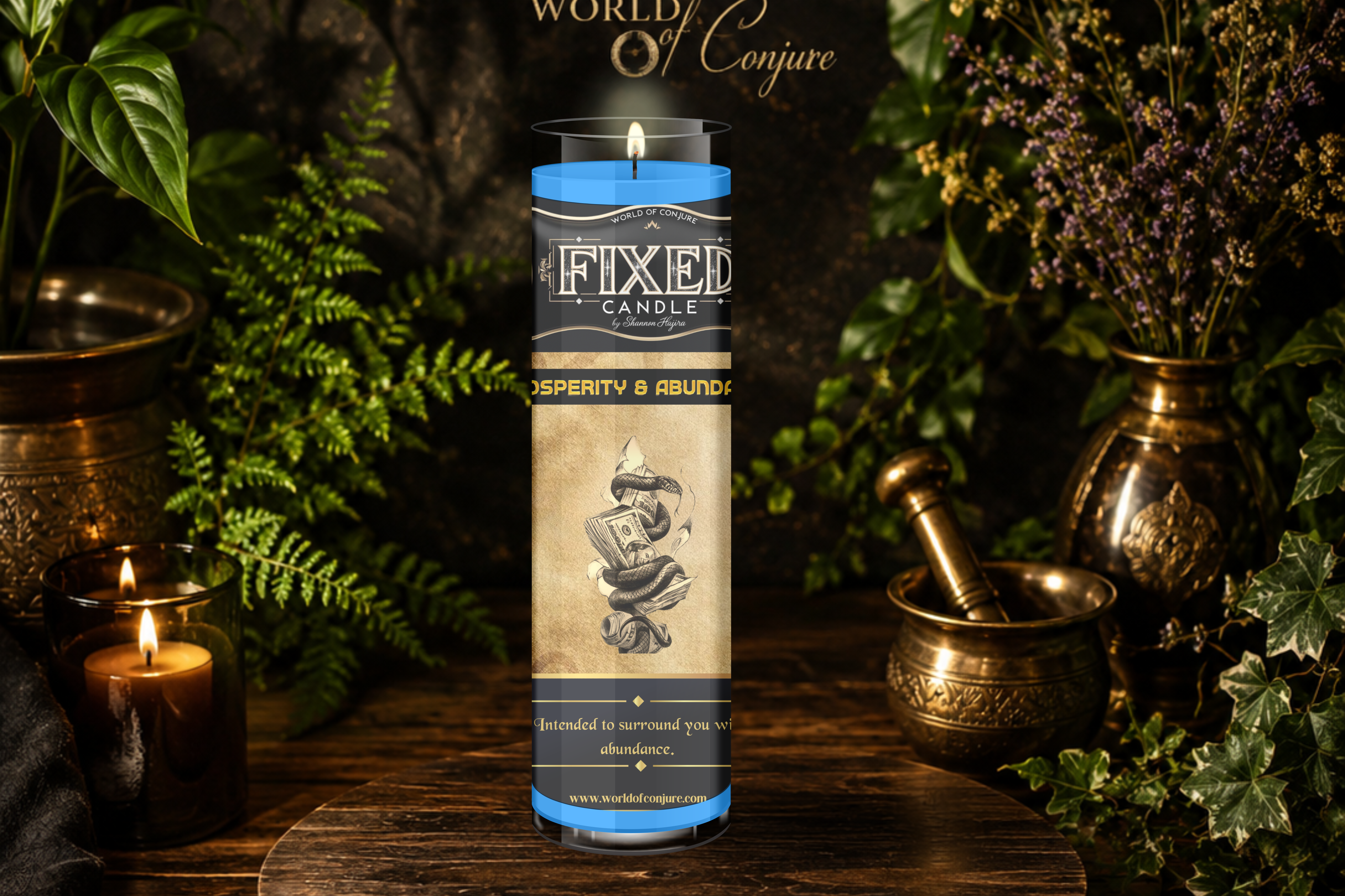 Prosperity & Abundance Candle | Overflow, Wealth & Fullness | Fixed Dressed 7 Day Glass Candle