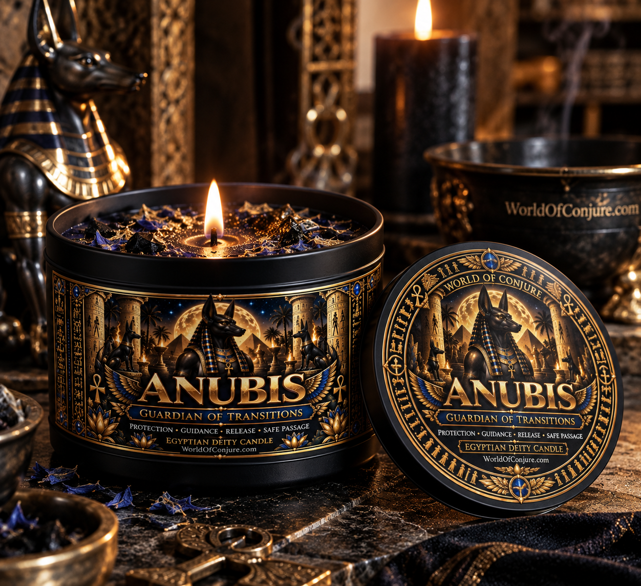 Anubis | Guardian of Transitions | Protection • Guidance • Release • Safe Passage | Egyptian Deity Candle