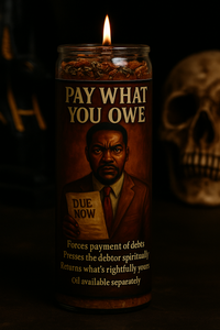 Pay What You Owe Candle | Debt Recovery | Spiritual Collections | Bring My Money | Rootwork Fixed Candle
