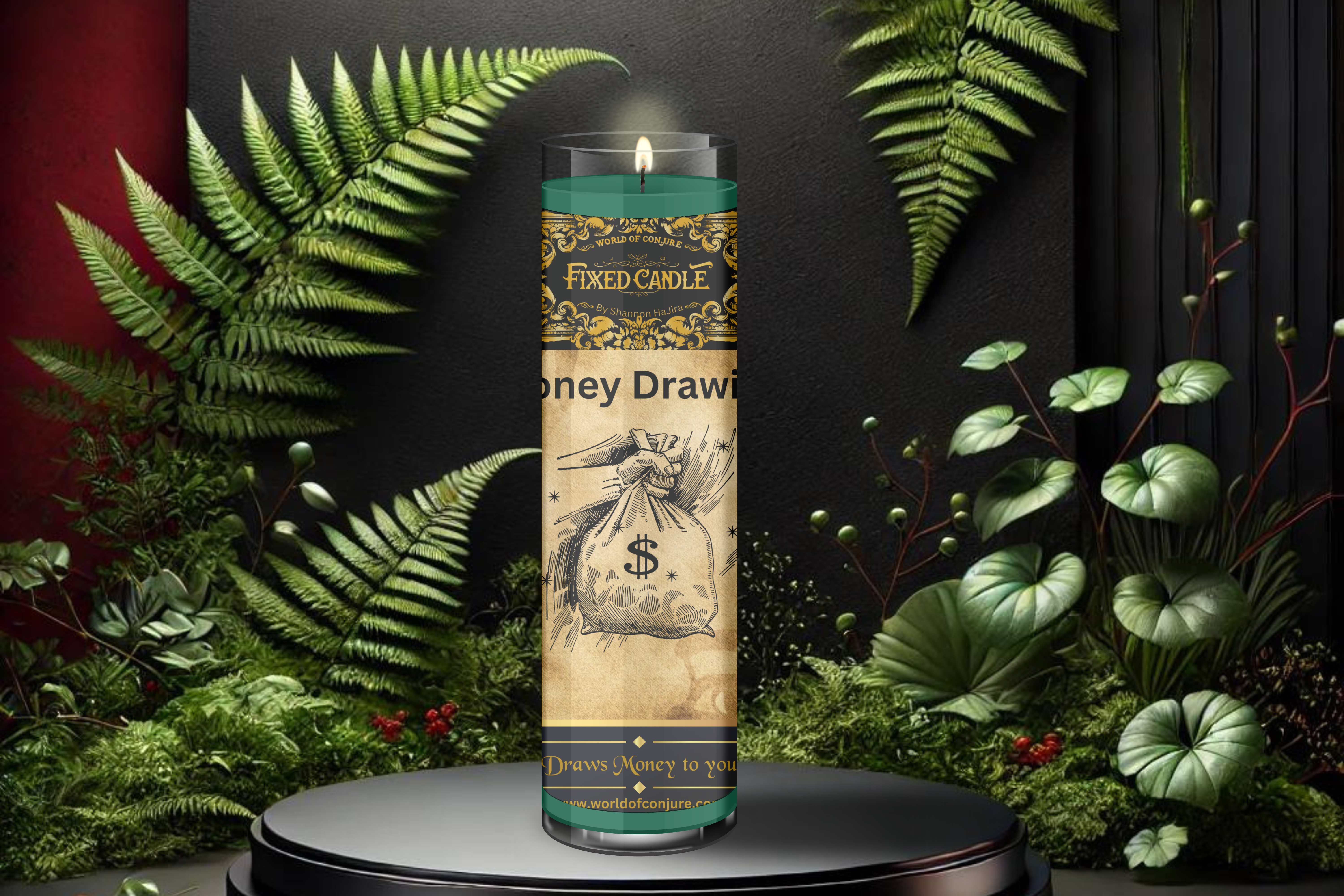 Money Drawing Candle | Attract Wealth, Luck & Prosperity | Fixed Dressed 7 Day Glass Candle