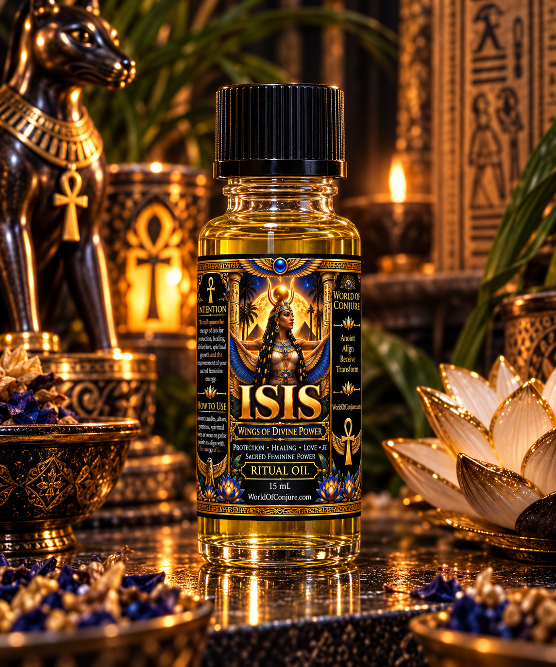 Isis Ritual Oil | Wings of Divine Power | Protection • Healing • Love • Sacred Feminine Power | Egyptian Deity Oil