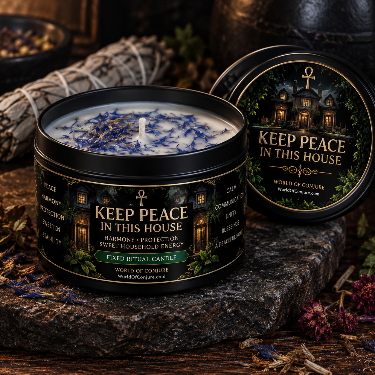 Keep Peace in This House Candle | Harmony • Protection • Sweet Household Energy | Fixed Ritual Candle