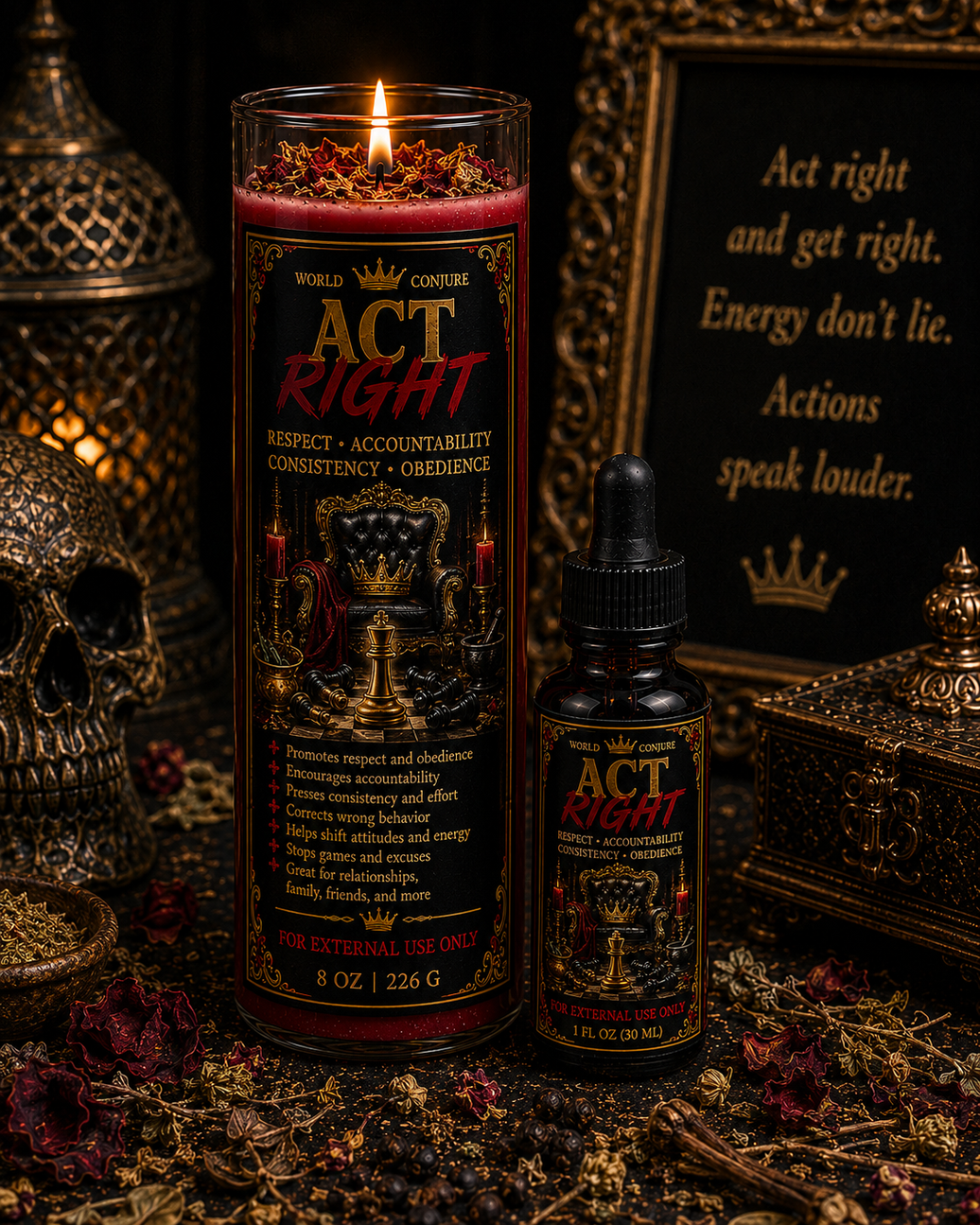 Act Right | Respect • Accountability • Consistency • Obedience | Candle & Oil Duo
