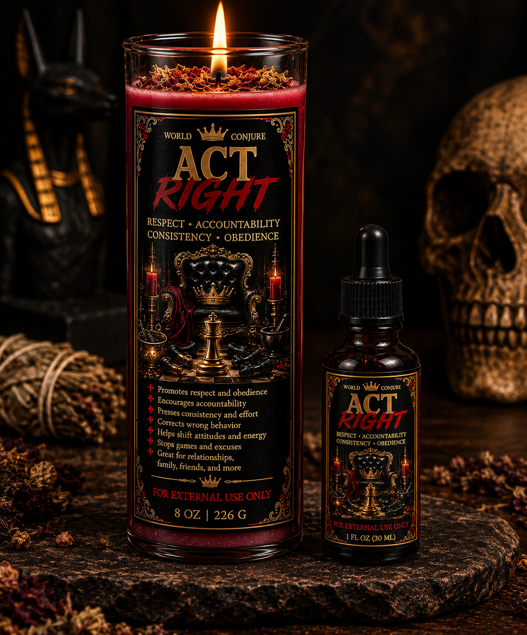 Act Right | Respect • Accountability • Consistency • Obedience | Candle & Oil Duo