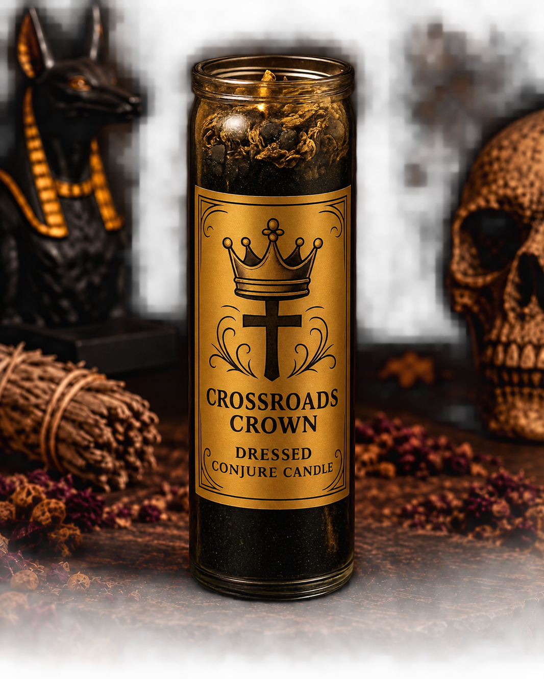 Crossroads Crown Candle & Oil Duo for Power Decisions | Road Opening + Spiritual Authority