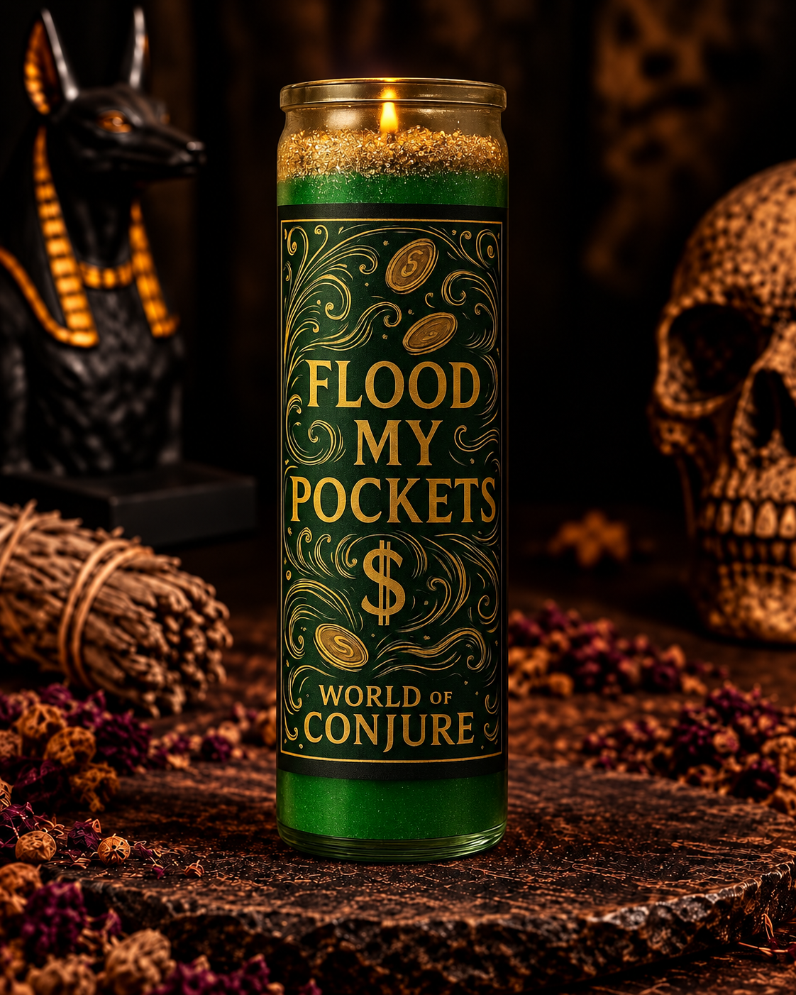 Flood My Pockets — Candle & Oil Duo for Fast Money + Overflow