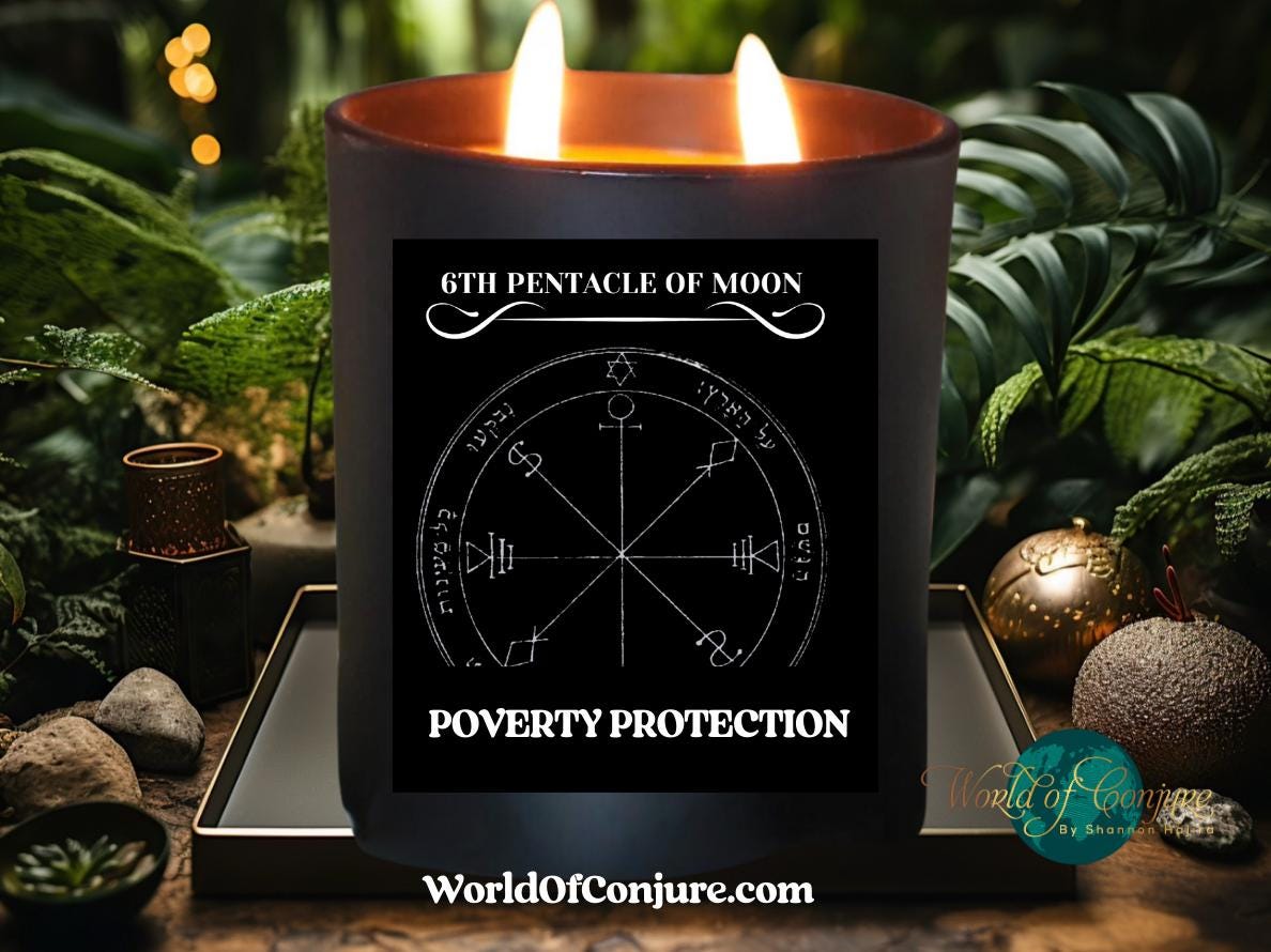 Poverty Protection |  6th Pentacle of the Moon Conjure Candle Kit | King Solomon