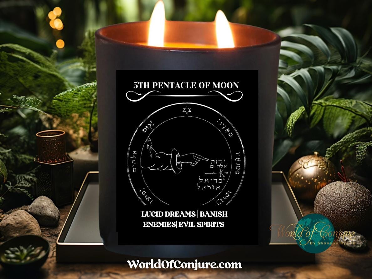 Lucid Dreams | Banish Enemies | Evil Spirits  |  5th Pentacle of the Moon Conjure Candle Kit | King Solomon
